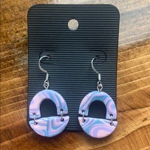 Cotton Candy Half Hoop Clay Earrings